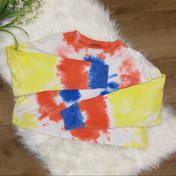 ZARA Tie Dye Cropped Long Sleeve Sweater - Picture 6 of 10